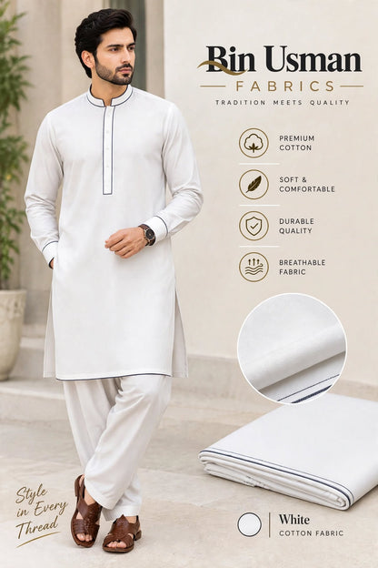 White Cotton khaddar fabrics