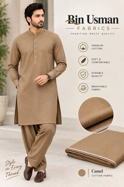 Camel Cotton khaddar Fabrics