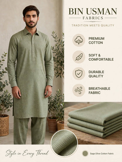 Olive Cotton Khaddar Fabrics