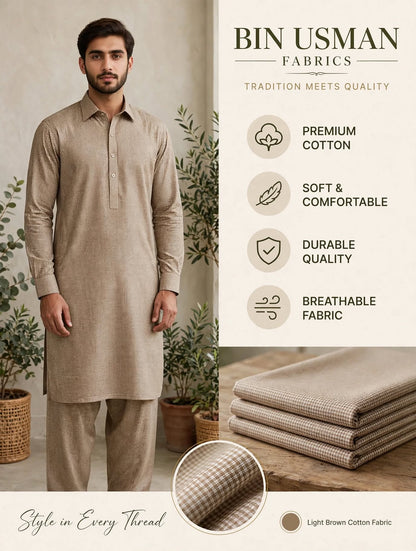 Light Brown Cotton khaddar Fabrics