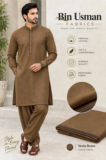 Mocha beige cotton Khaddar fabric