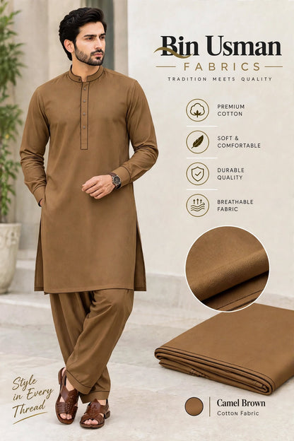 Camel Brown Cotton Khaddar fabrics