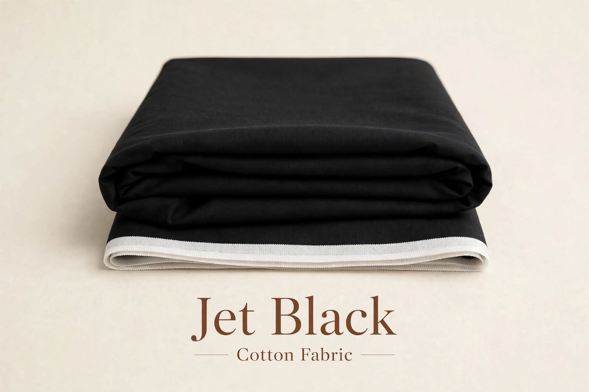 Jet Black Cotton Khaddar Fabrics