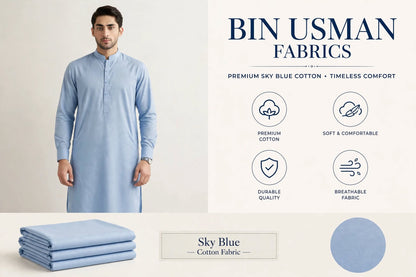 Sky Blue Cotton Khaddar fabrics